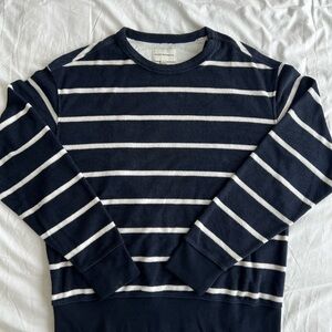 Club Monaco Blue and White Terrycloth Sweater XS